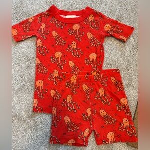 Hanna Andersson Short John Pajamas Size 5 Octopus Print Organic Cotton EUC